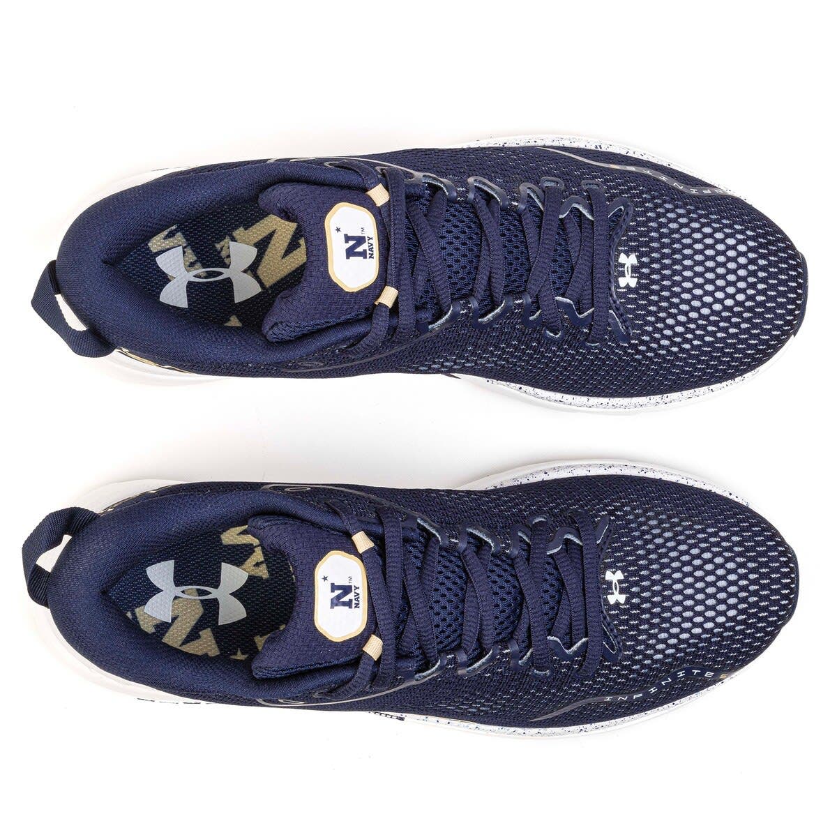 Under Armour Navy Navy Midshipmen Infinite 5 Running Shoes, Alternate, color, 