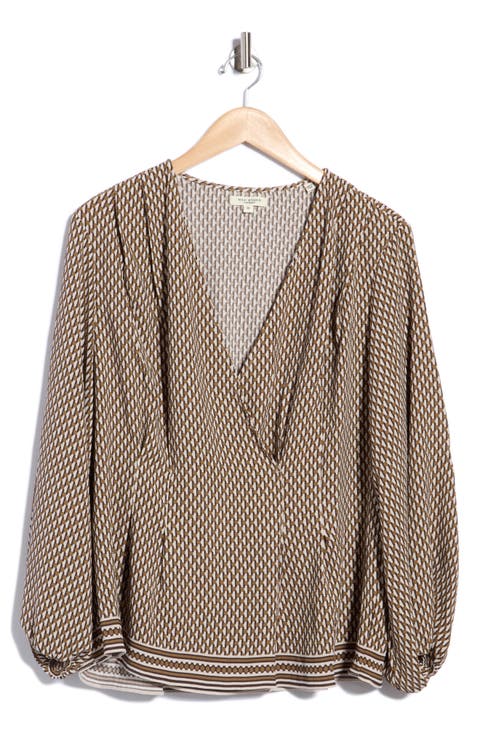 Front Pleat Long Sleeve Top