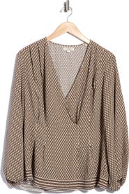 MAX STUDIO Front Pleat Long Sleeve Top