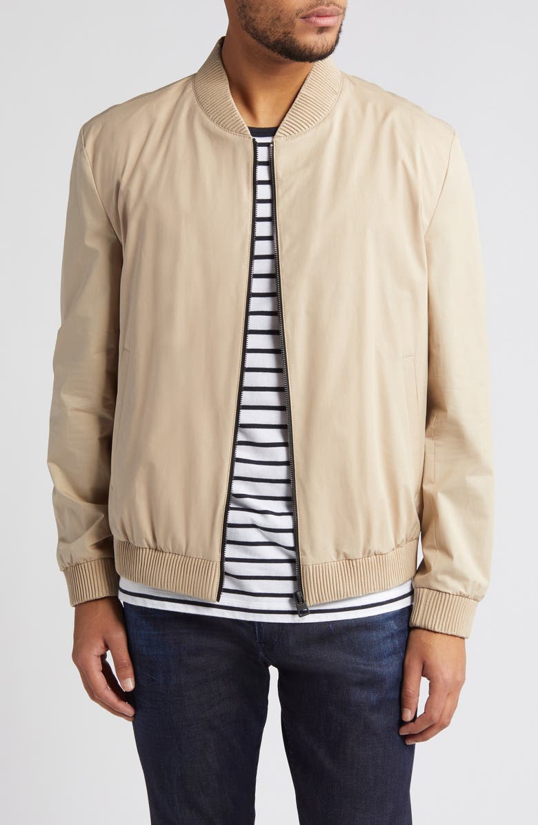 HUGO Ukashi Zip Front Stretch Cotton Jacket, Main, color, Medium Beige