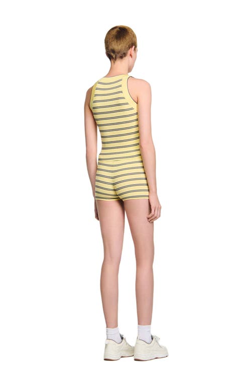 Sandro Striped Knit Vest Top In Yellow