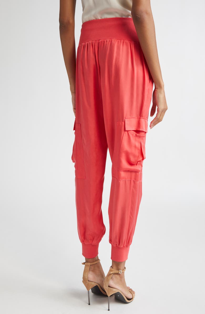 Cinq à Sept Giles Cupro Crop Cargo Joggers, Alternate, color, Cherry Lemon