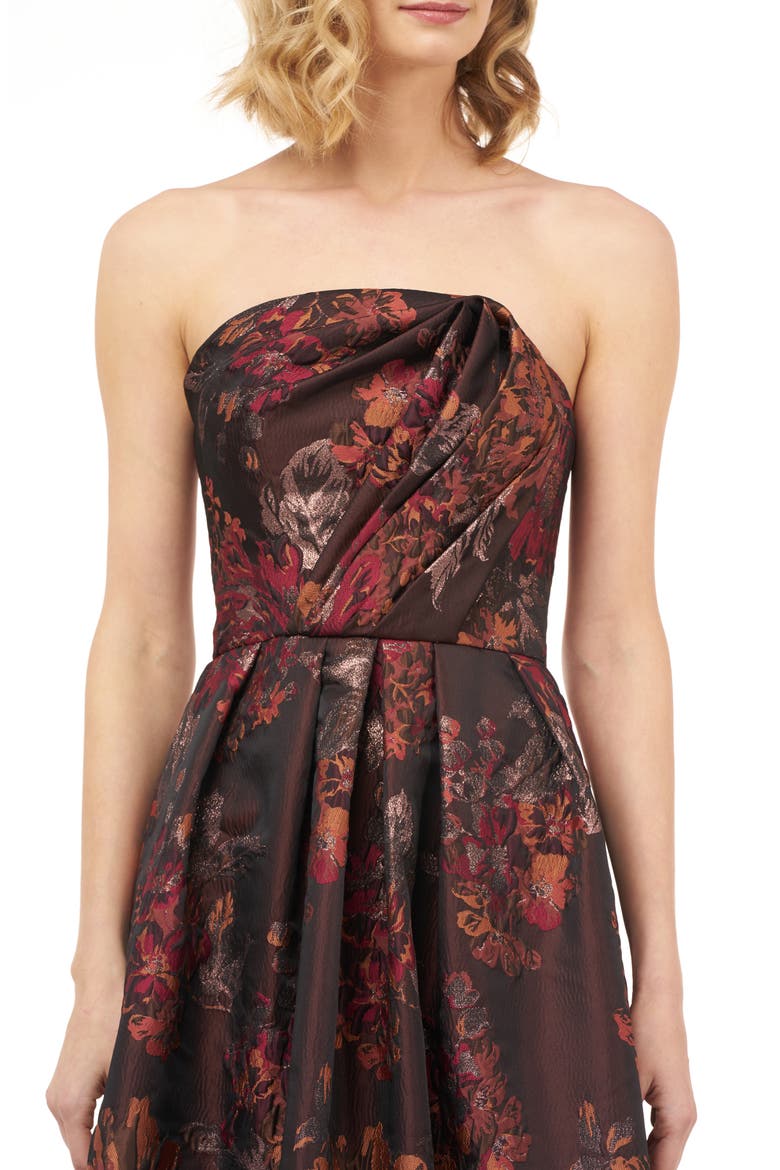 Claudia Kensington Strapless Jacquard Cocktail Dress, Alternate, color, AUTUMN ORANGE