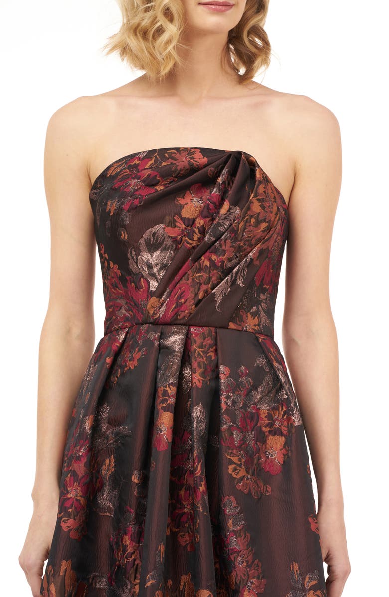 Kay Unger Claudia Kensington Strapless Jacquard Cocktail Dress, Alternate, color, 