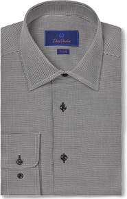 David Donahue Trim Fit Micropattern Cotton Dress Shirt