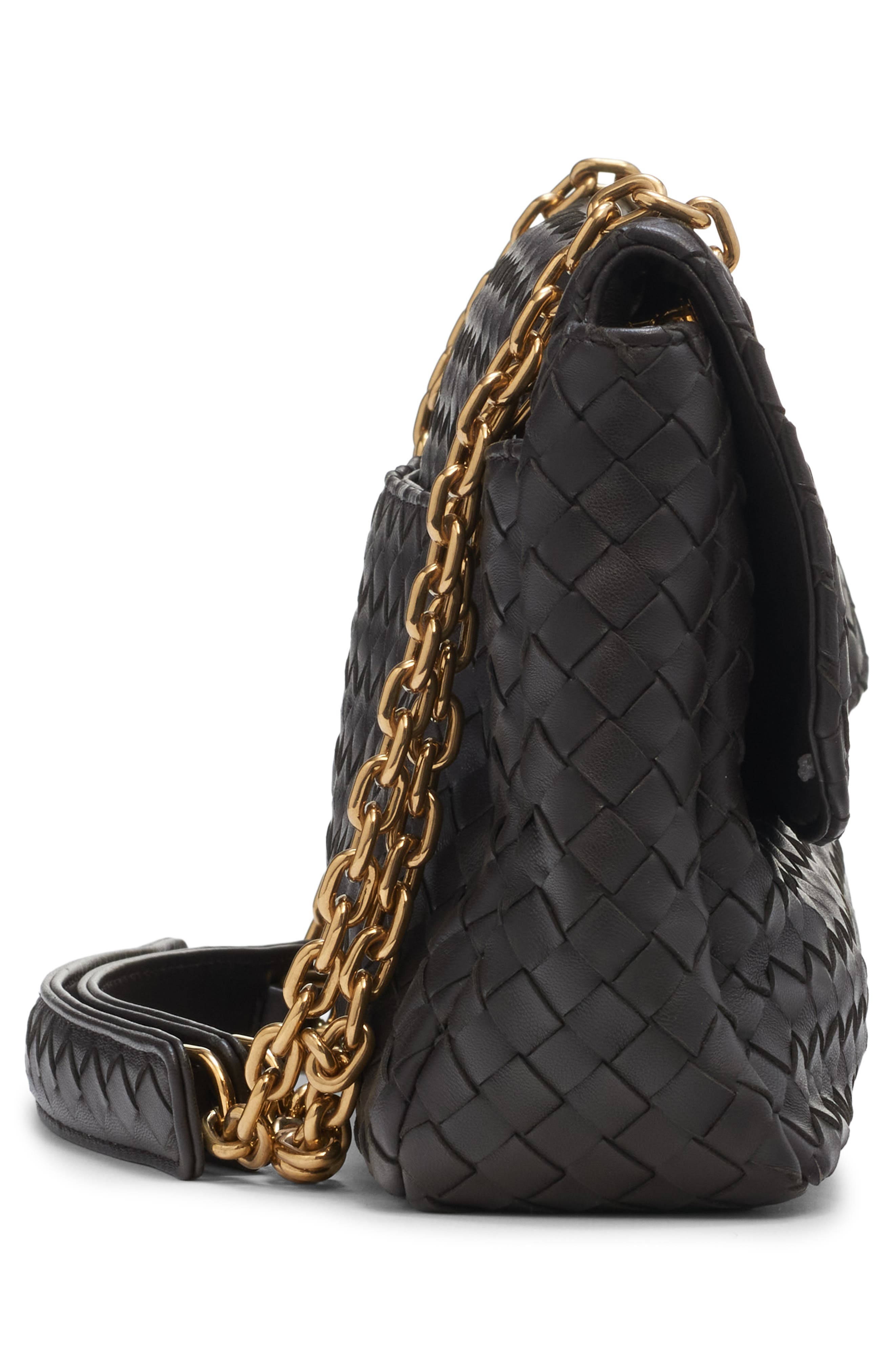 Bottega Veneta Madison Intrecciato Shoulder Bag, Alternate, color, 2009 Espresso-M Brass