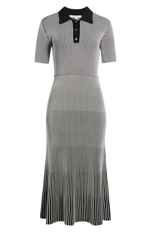 Zoe And Claire Collared Short Sleeve Ribbed Sweater Dress In Multi