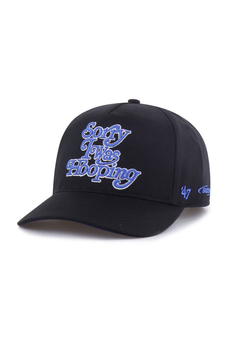 Men's Brand Seen by '47 Black Dallas Mavericks Sorry I Was Hooping Hitch Adjustable Hat, Alternate, color, Black