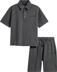 smALLSAINTS by ALLSAINTS Kids' Waffle Knit Polo & Shorts Set