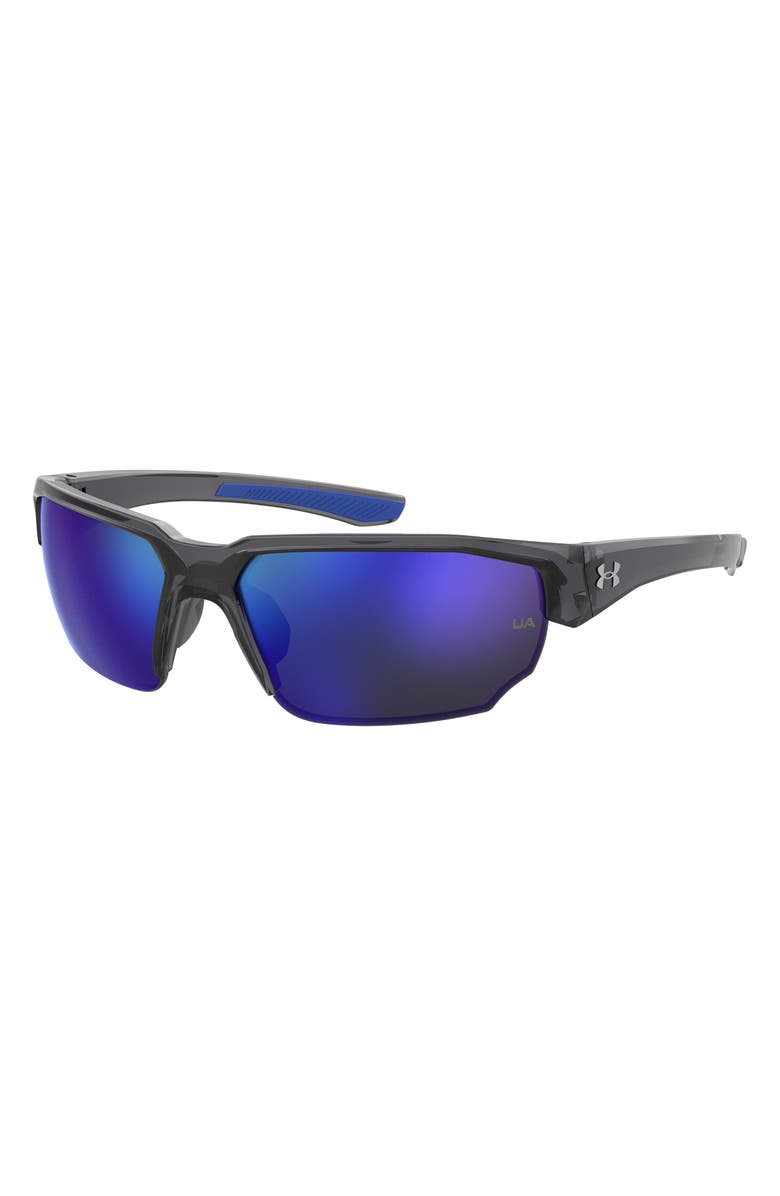 Under Armour 70mm Polarized Oversize Sport Sunglasses, Alternate, color, Grey