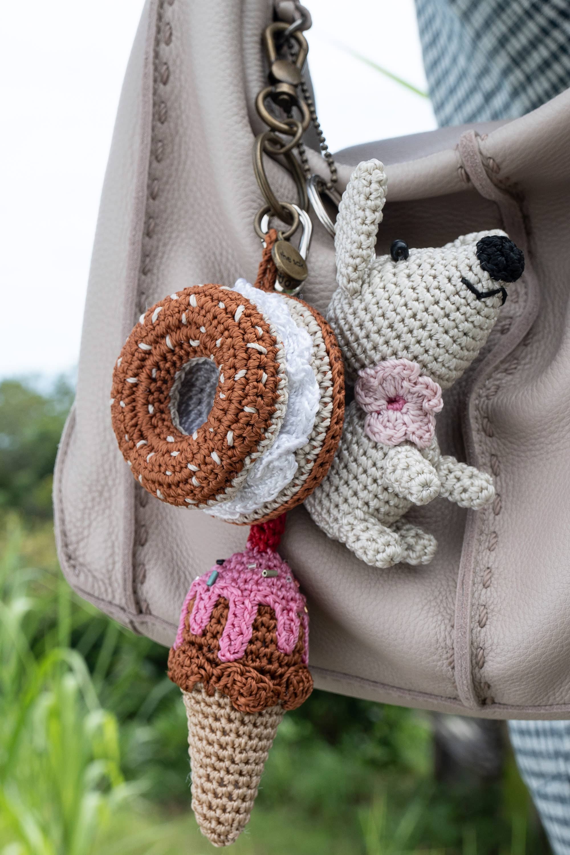 The Sak Yarnicharmz Hand Crochet Dangle - Food, Alternate, color, Bagel