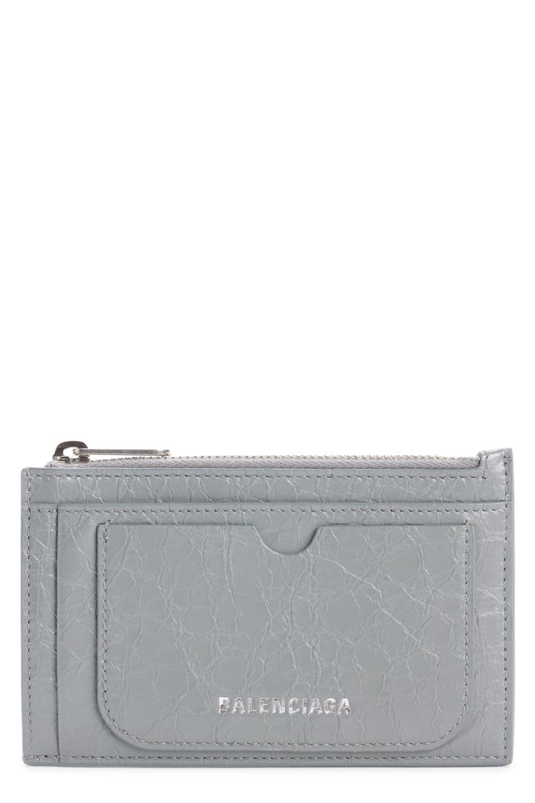 Superb Leather Card Case, Main, color, 1108 BALENCIAGA GREY