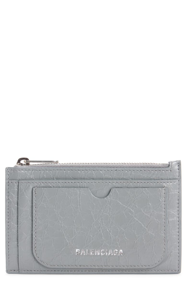 Balenciaga Superb Leather Card Case, Main, color, 1108 Balenciaga Grey