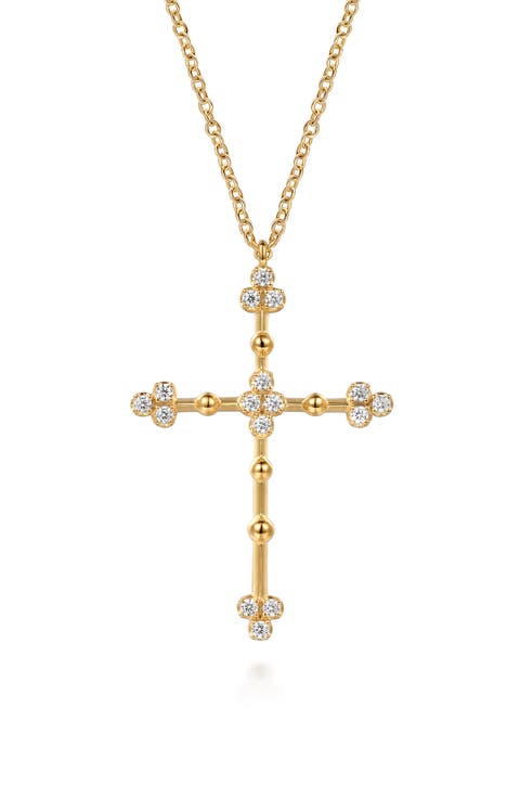 Bujukan Clover Diamond Cross Pendant Necklace