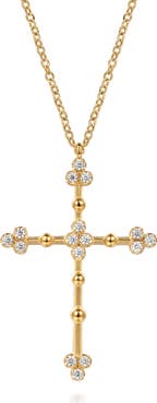 Gabriel & Co. Bujukan Clover Diamond Cross Pendant Necklace