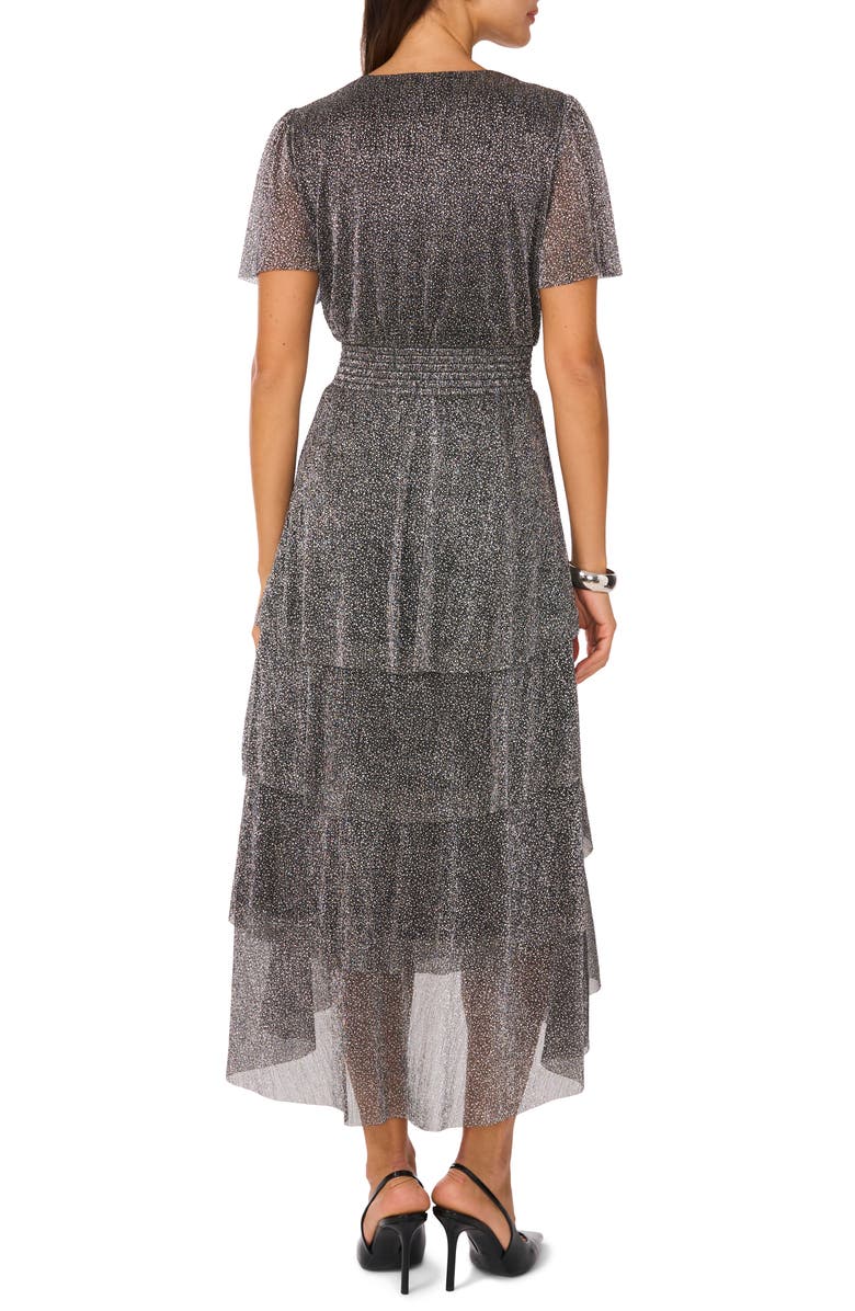 Vince Camuto Metallic Tiered High-Low Maxi Dress, Alternate, color, 