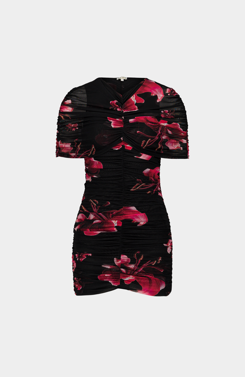 Sila Floral Mesh Cape Dress