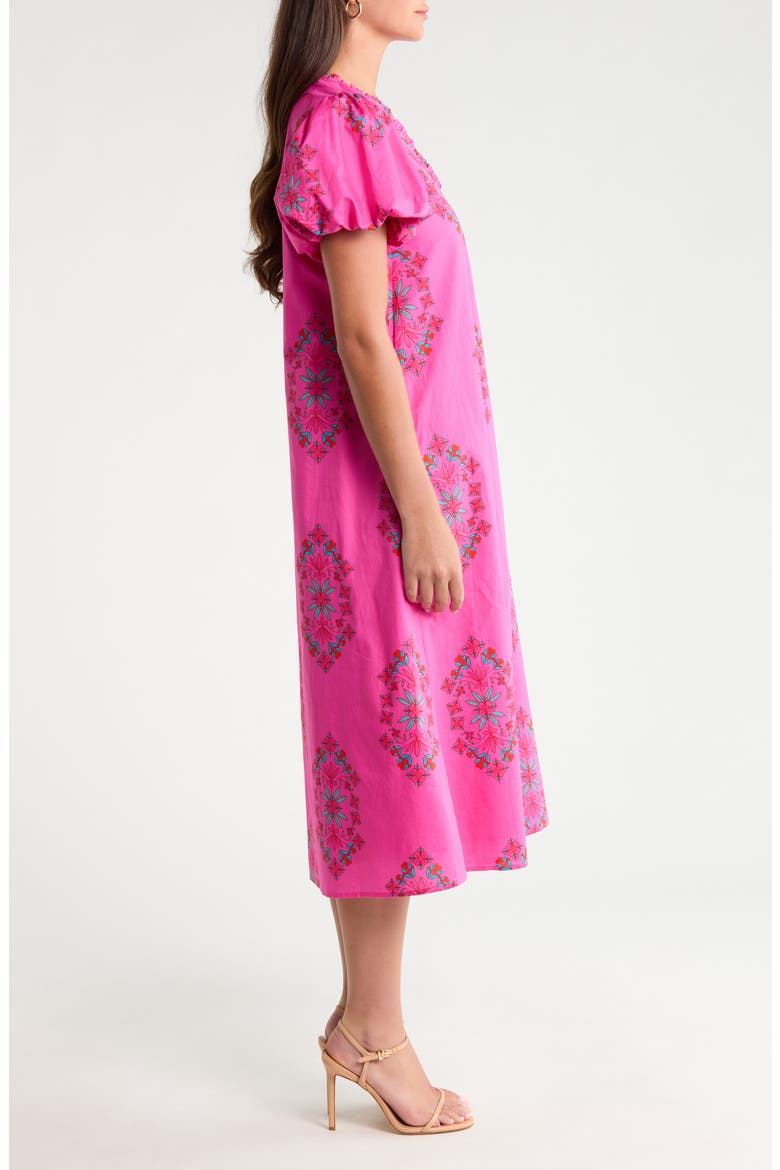 Mikey Placed Print Cotton Dress, Alternate, color, PINK-RED-MULTI