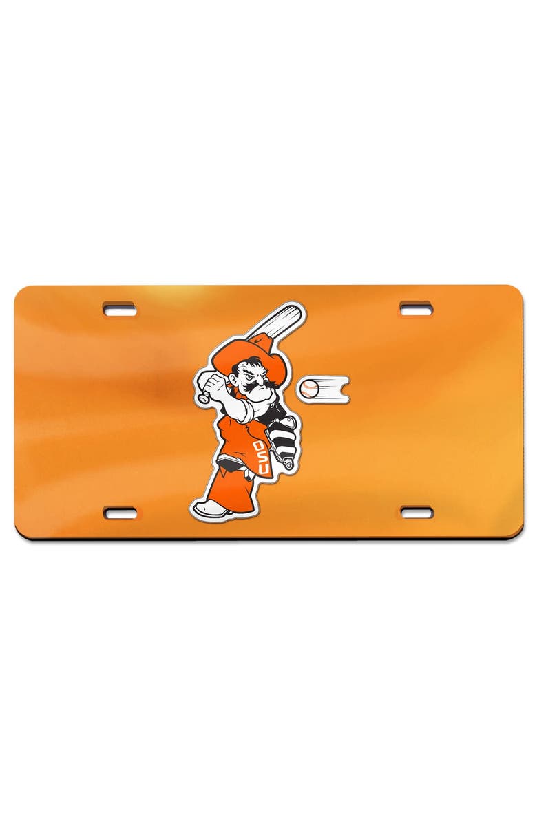 WINCRAFT Orange Oklahoma State Cowboys Baseball Pete Swing Laser Cut Acrylic License Plate, Main, color,