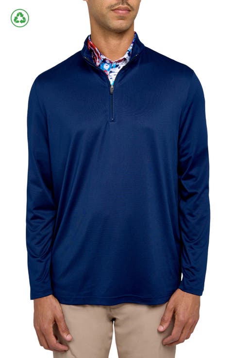 Regular Fit Melange Recycled Performance Quarter Zip