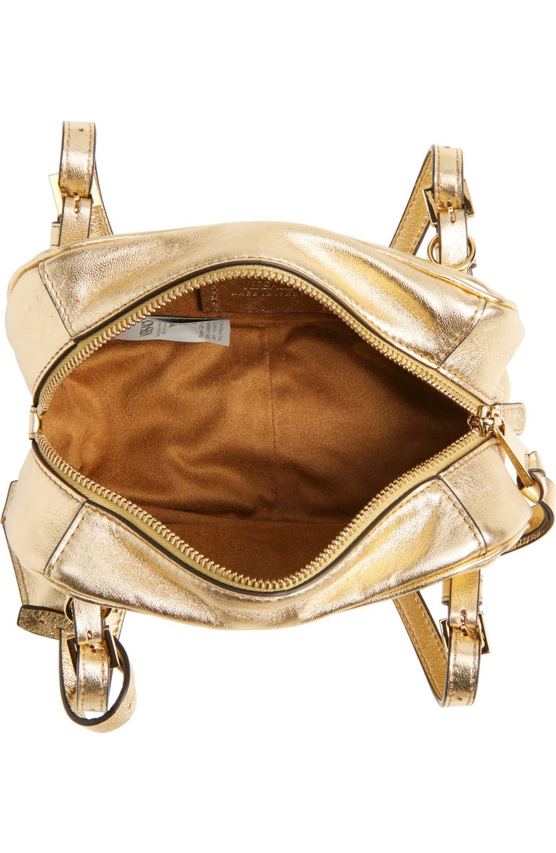 Versace Mini Tag Bowling Metallic Leather Shoulder Bag, Alternate, color,