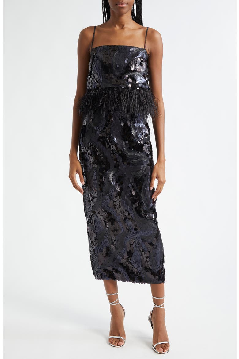 Donnelly Paillette Maxi Skirt, Alternate, color, BLACK SEQUIN SWIRL