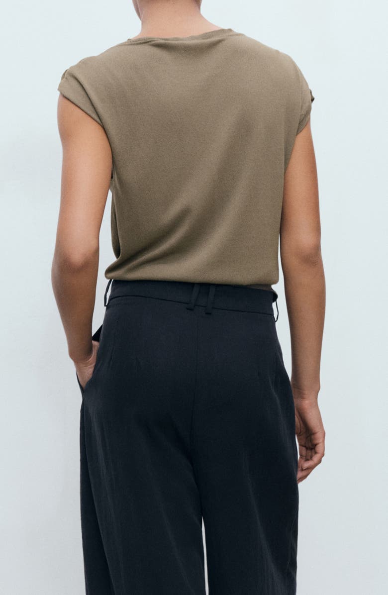 MANGO Gathered Hardware Knit Top, Alternate, color, Medium Brown