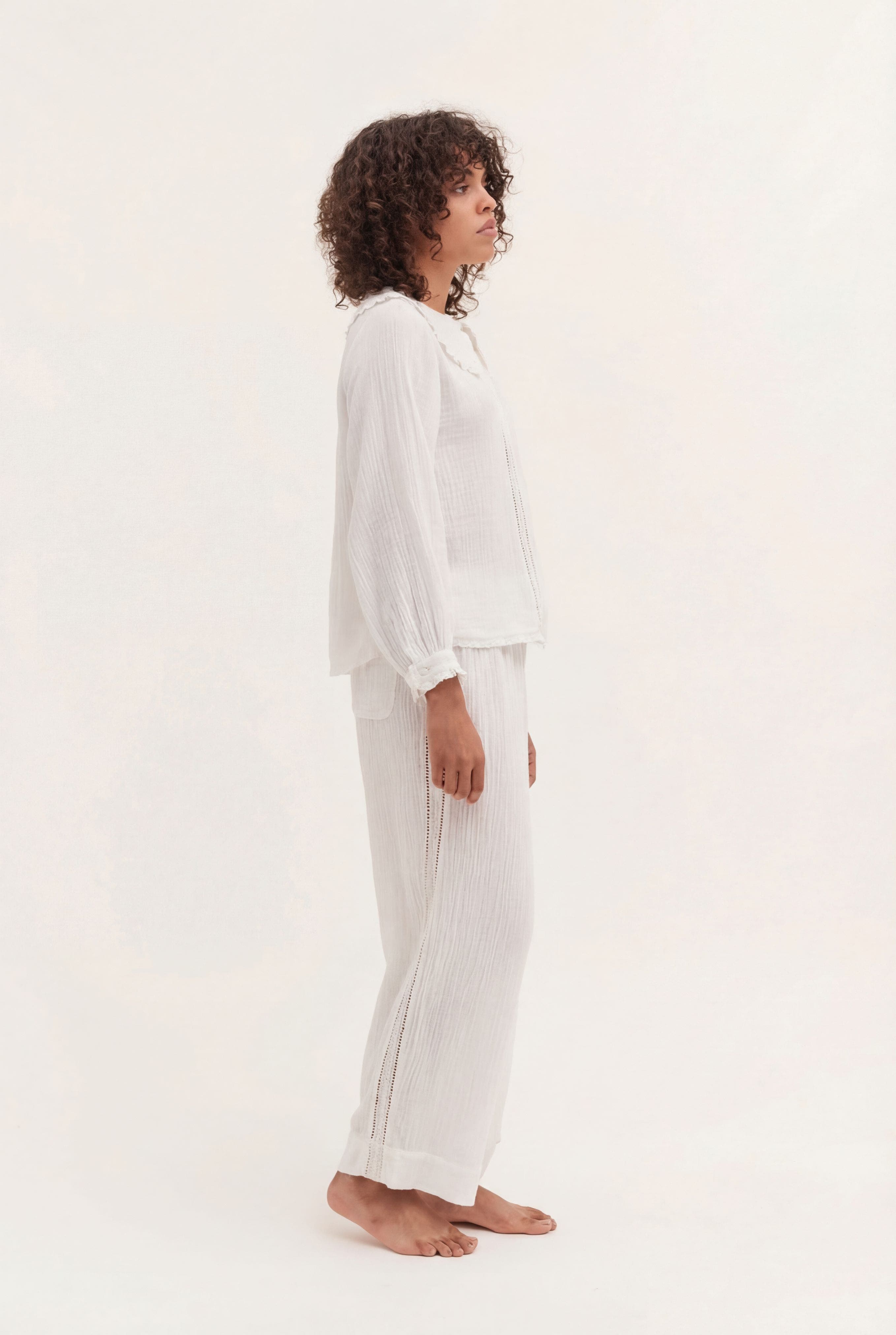 Desmond & Dempsey Peter Pan Collar Cotton Gauze Pajamas (Women) | Nordstrom