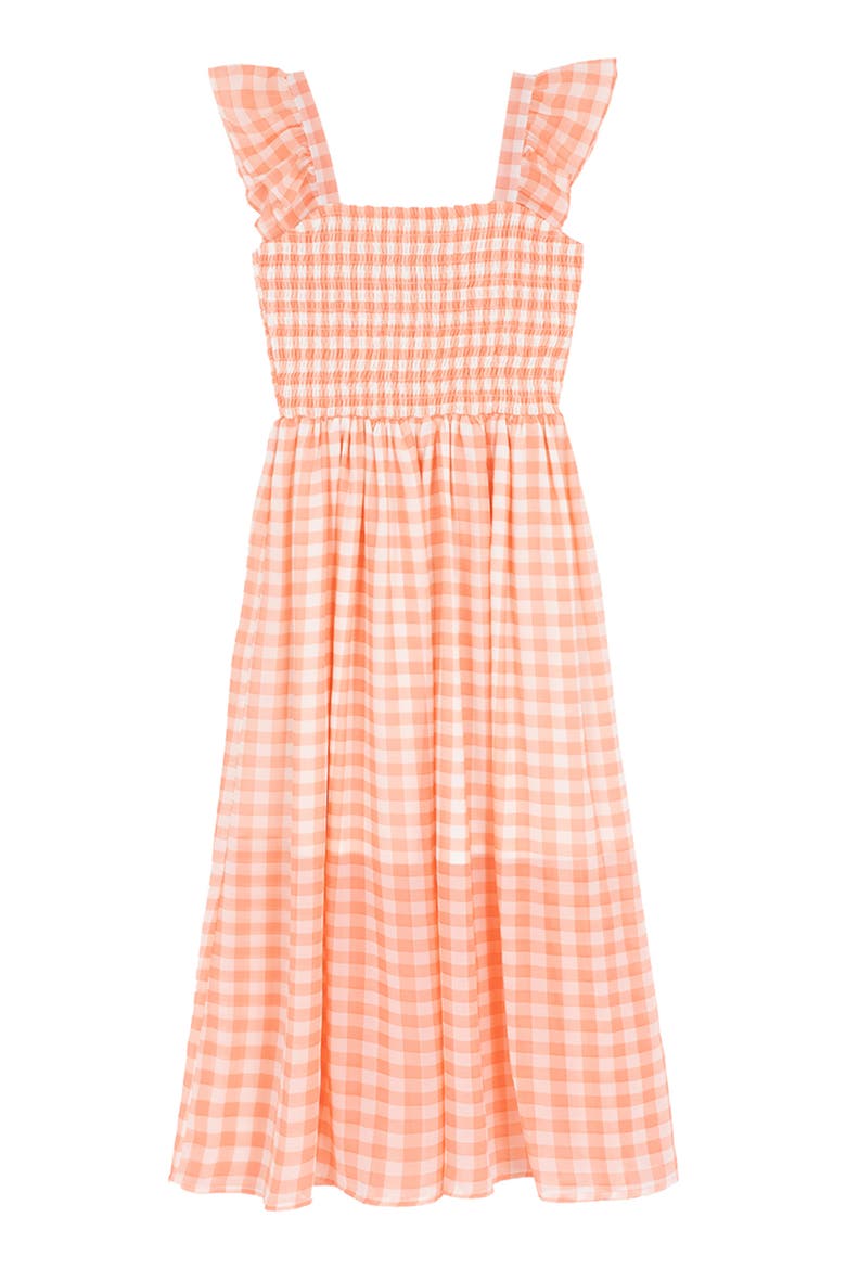 Kids' Chiffon Smocked Flutter Sleeve Sundress, Alternate, color, CORAL