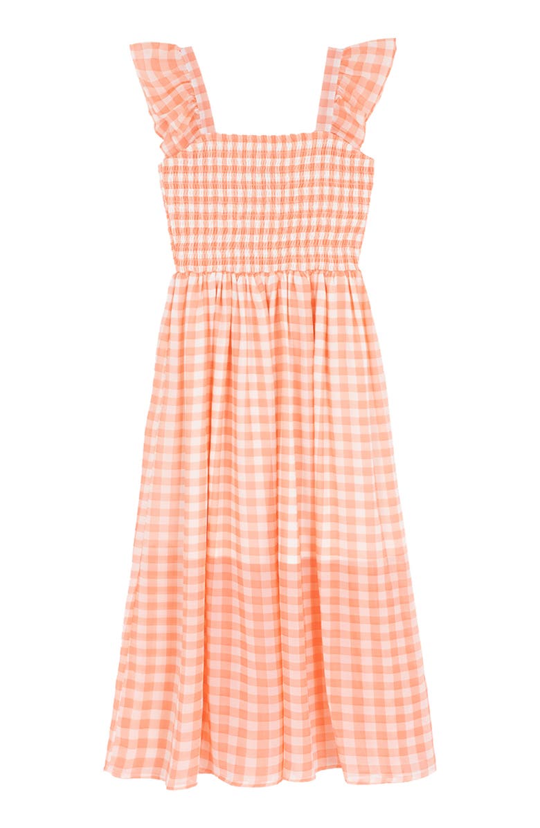 RARE, TOO! Kids' Chiffon Smocked Flutter Sleeve Sundress, Alternate, color, Coral