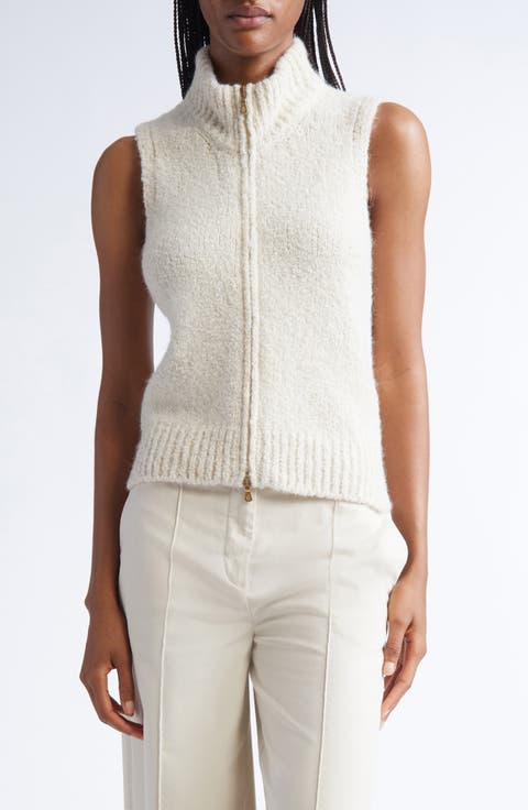 Alpaca Blend Full Zip Sweater Vest