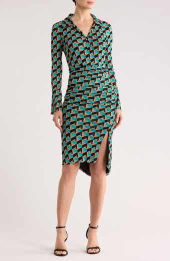 DVF Lilly Johnny Collar Long Sleeve Dress