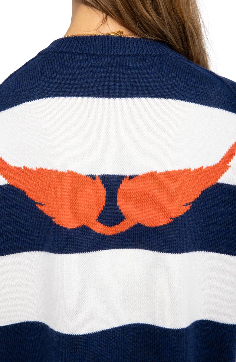Zadig & Voltaire Wings Stripe Wool & Cashmere Sweater, Alternate, color, Marine