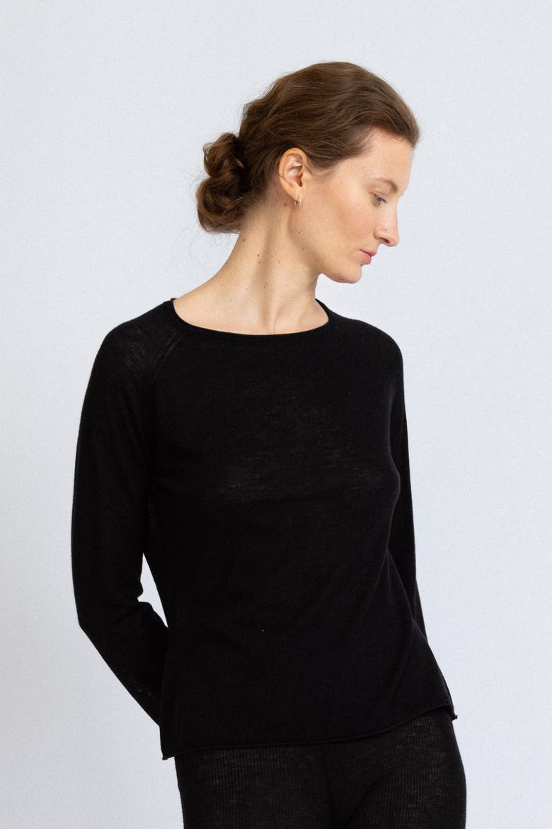 Merino Wool Sheer Top, Main, color, Black