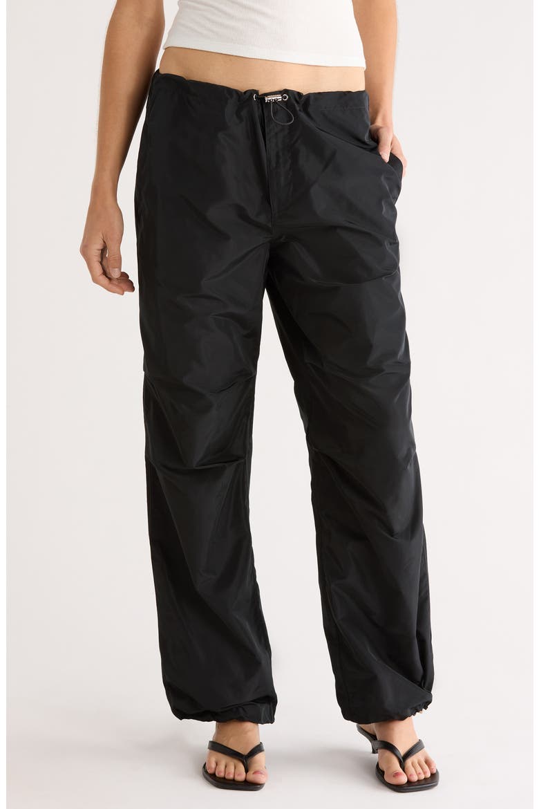 Dash Cinched Taffeta Pants, Main, color, BLACK