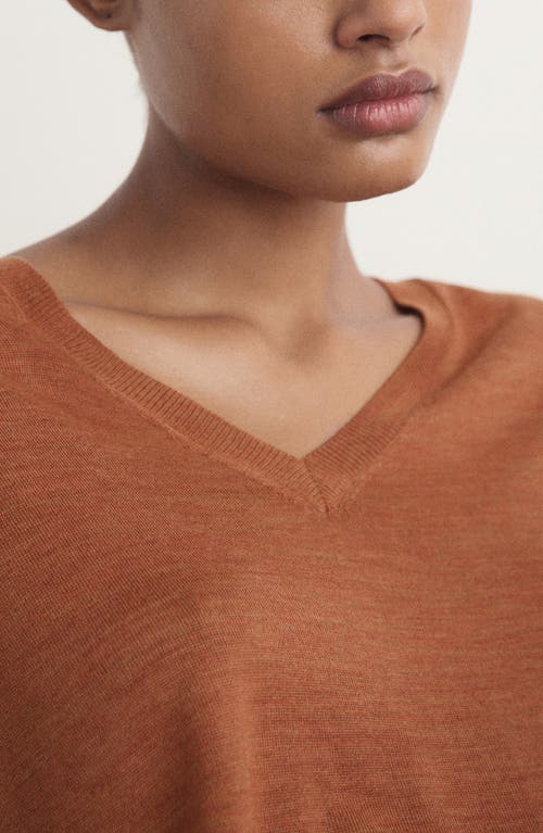 Mango V-neck Wool Pajama Sweater In Brown