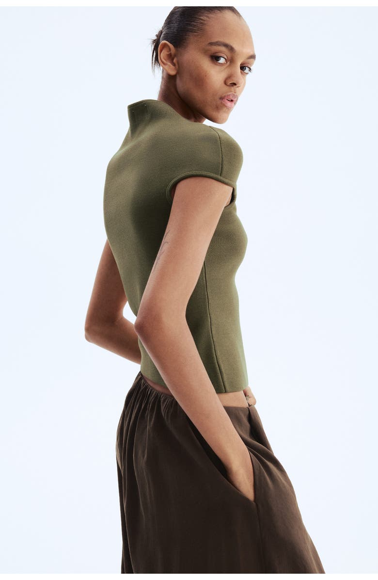 H&M Turtleneck Top, Alternate, color, Dark Khaki Green