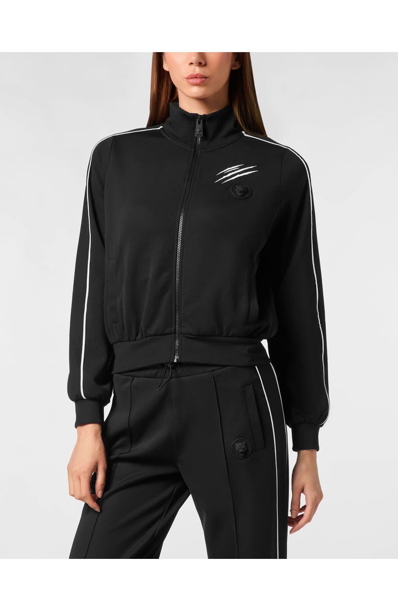 PLEIN SPORT Cropped Tracksuit Jacket Women, Main, color, Black