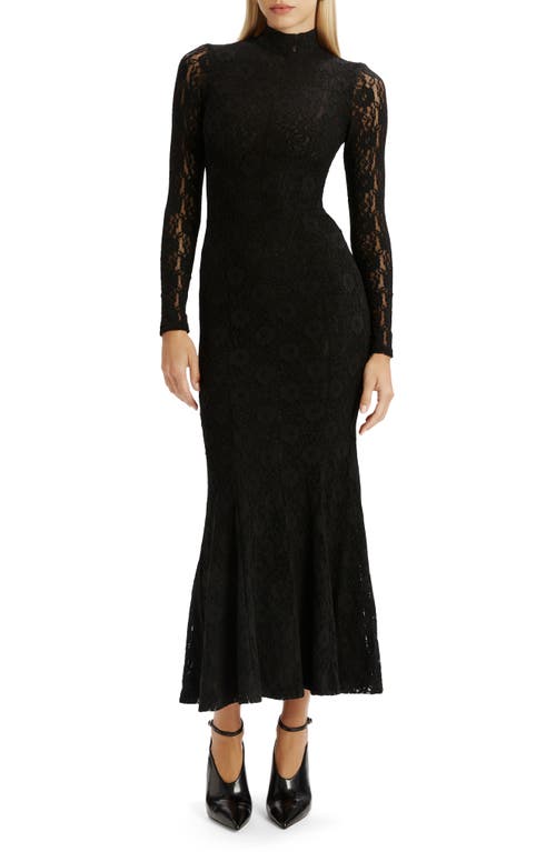 Bardot Harlyn Long Sleeve Lace Maxi Dress In Black