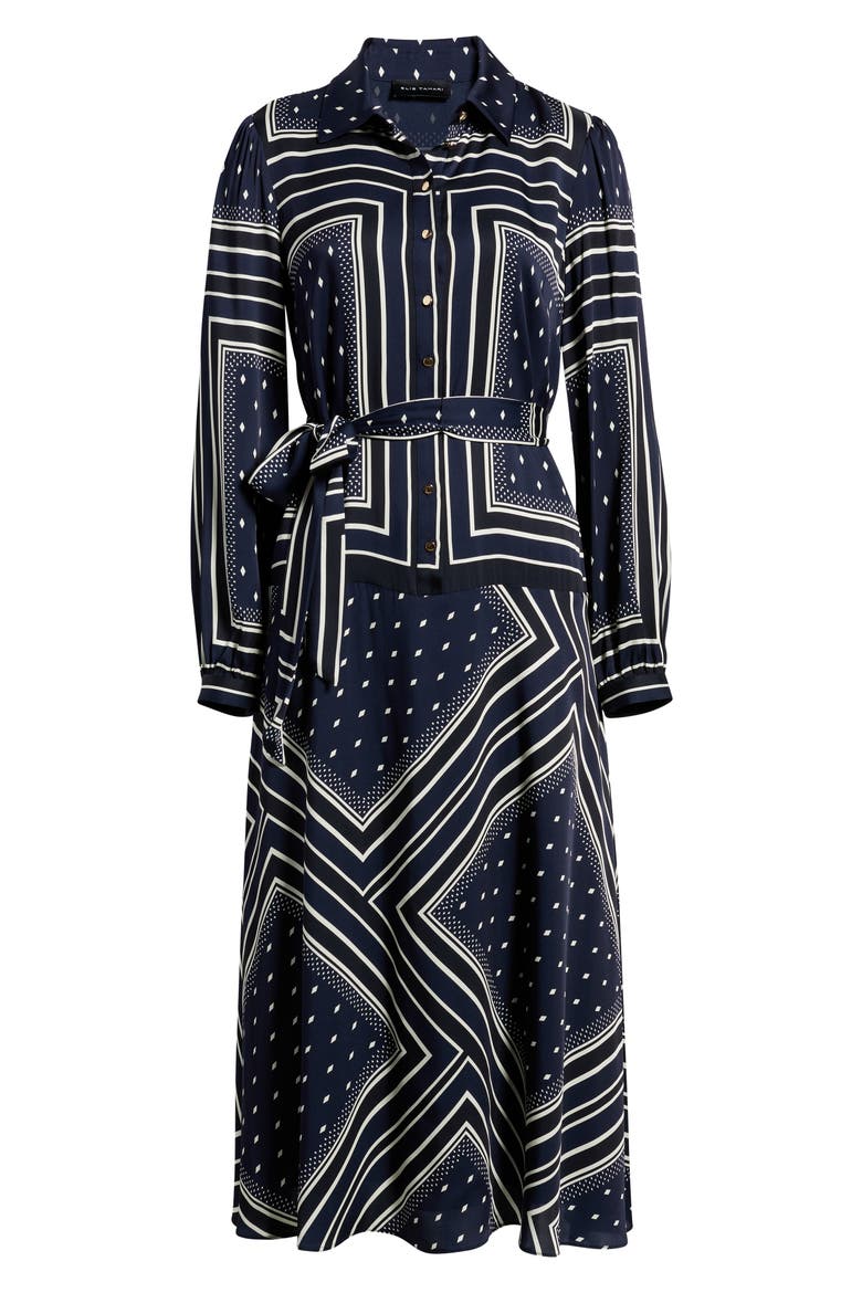 The Hollie Diamond Rain Print Long Sleeve Silk Blend Midi Shirtdress, Alternate, color, DIAMOND RAIN PRINT