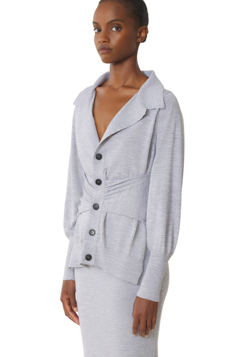 Black Draped Wool Cardigan, Alternate, color, Light Grey