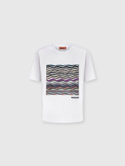 Missoni Short Sleeve T-shirt With Knit Insert And Logo In White