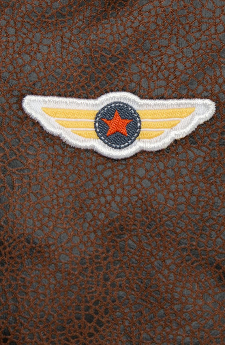 Little Me Faux Leather Bomber Jacket, Graphic T-Shirt & Corduroy Pants Set, Alternate, color, Brown