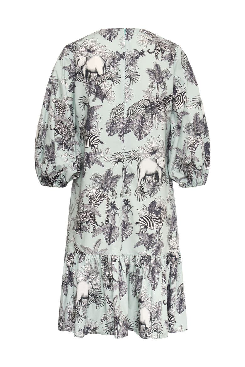 Printed Cotton Dress With Ruffles, Alternate, color, Mint