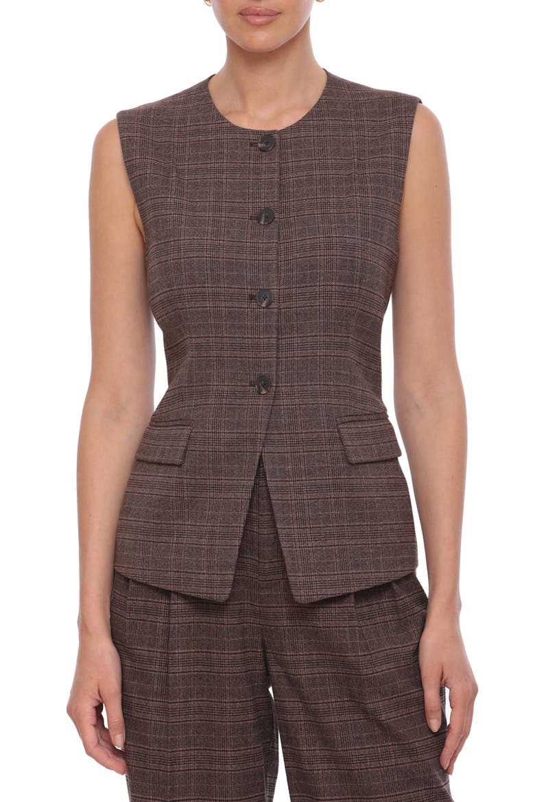 Plaid Vest, Main, color, DARK BROWN