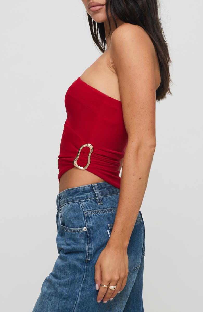 Princess Polly Machiatto One-Shoulder Asymmetric Jersey Top, Alternate, color, Red