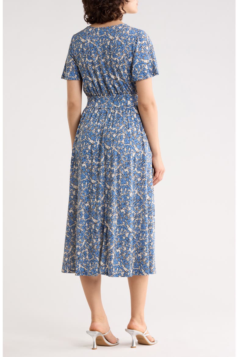Floral V-Neck Midi Dress, Alternate, color, BLUE DAISY