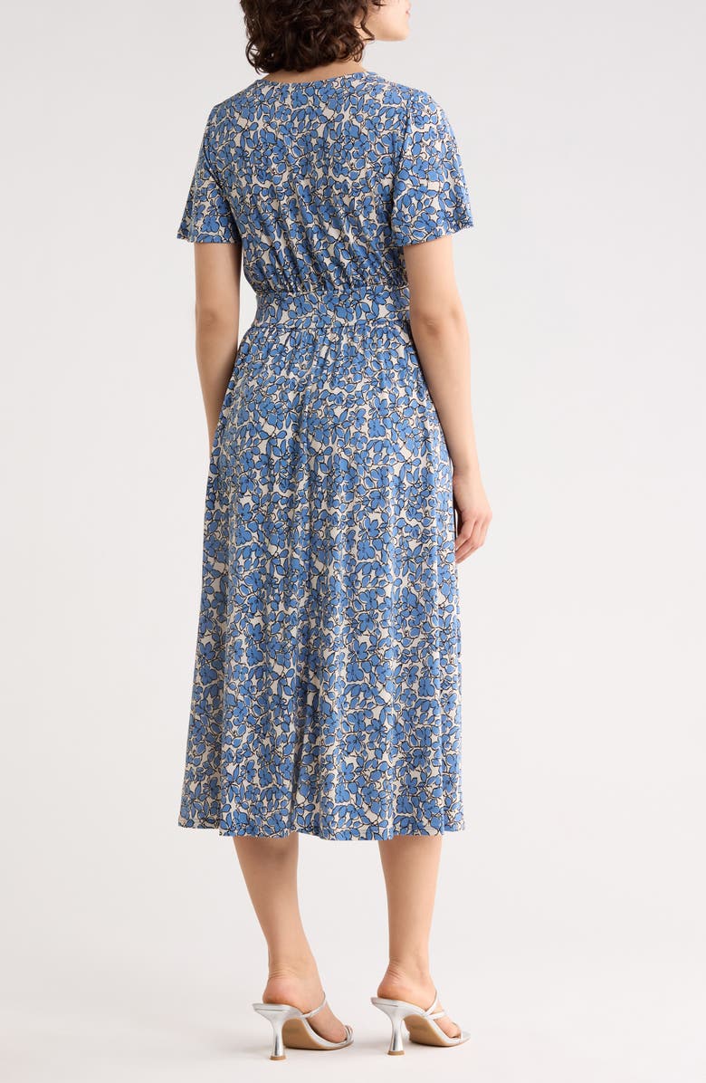 WEST K Floral V-Neck Midi Dress, Alternate, color, Blue Daisy