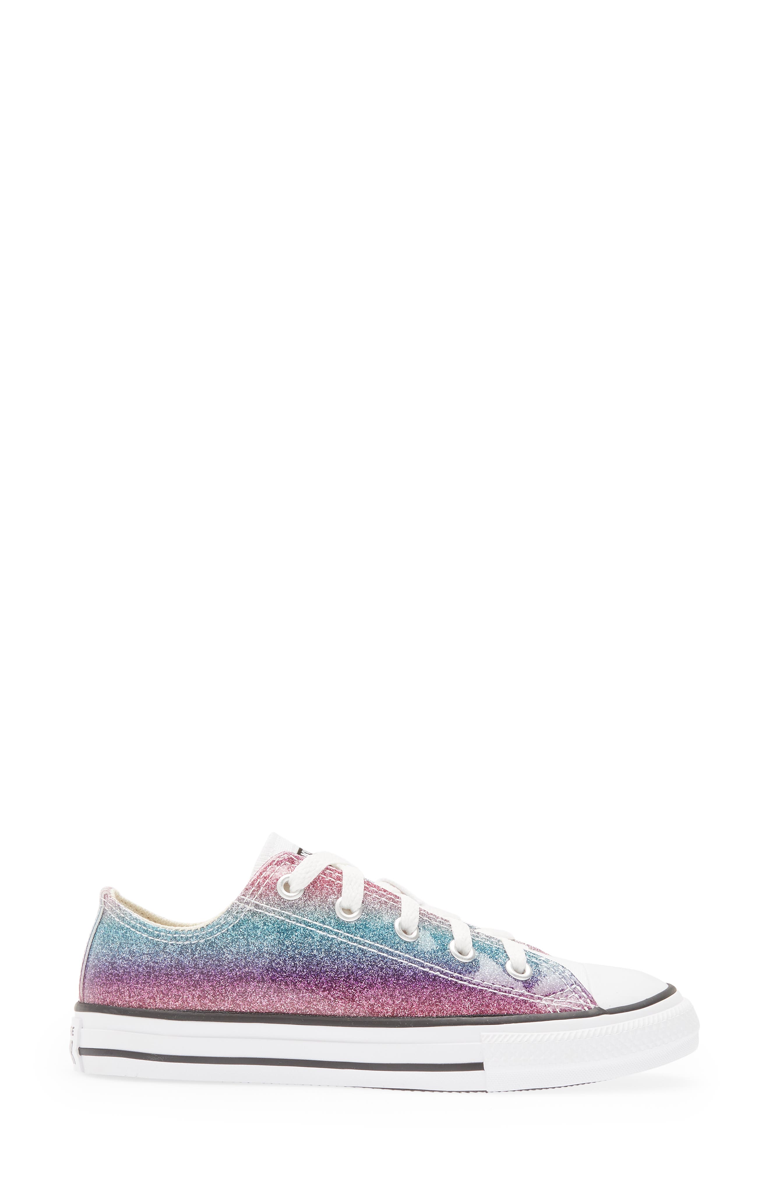 Converse Chuck Taylor<sup>®</sup> All Star<sup>®</sup> Ox Rainbow Glitter Sneaker, Alternate, color, 