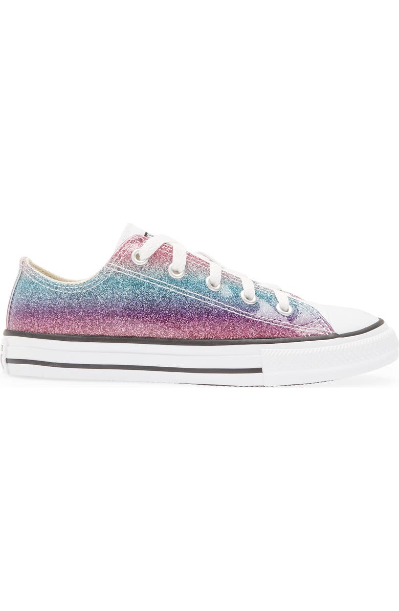 Converse Chuck Taylor<sup>®</sup> All Star<sup>®</sup> Ox Rainbow Glitter Sneaker, Alternate, color,
